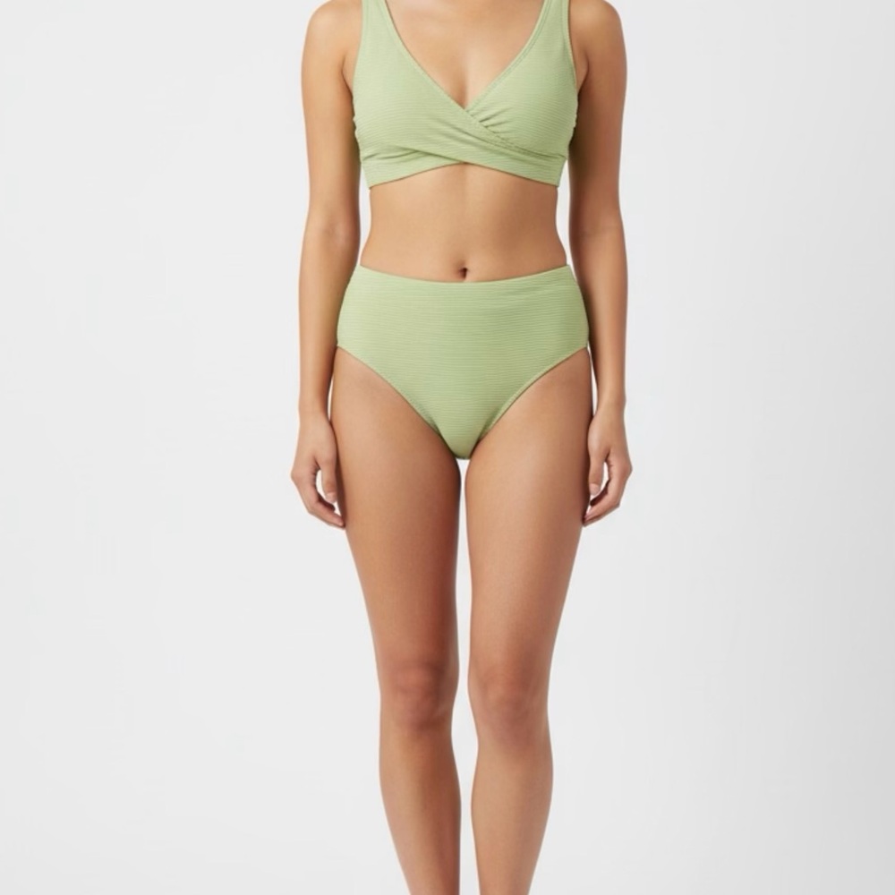 Women's Deep V Low Rise Bikini with Adjustable Straps Two Piece Swimsuit